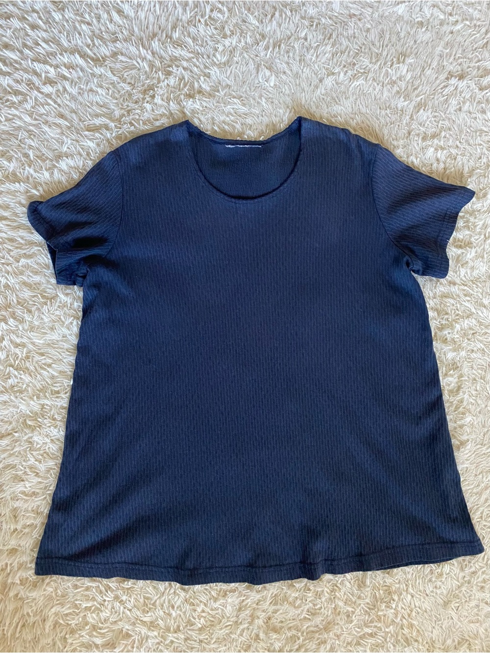 Women’s Navy Oversized Ribbed Shirt